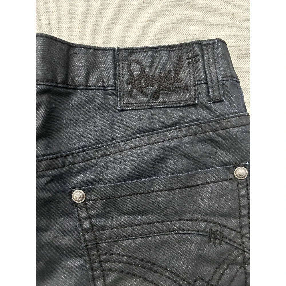 Royal Premium Coated Jeans Men's 32x30 Black Straight Stretch Casual Pants